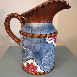 Cowboy Denim Boot Ceramic Pitcher